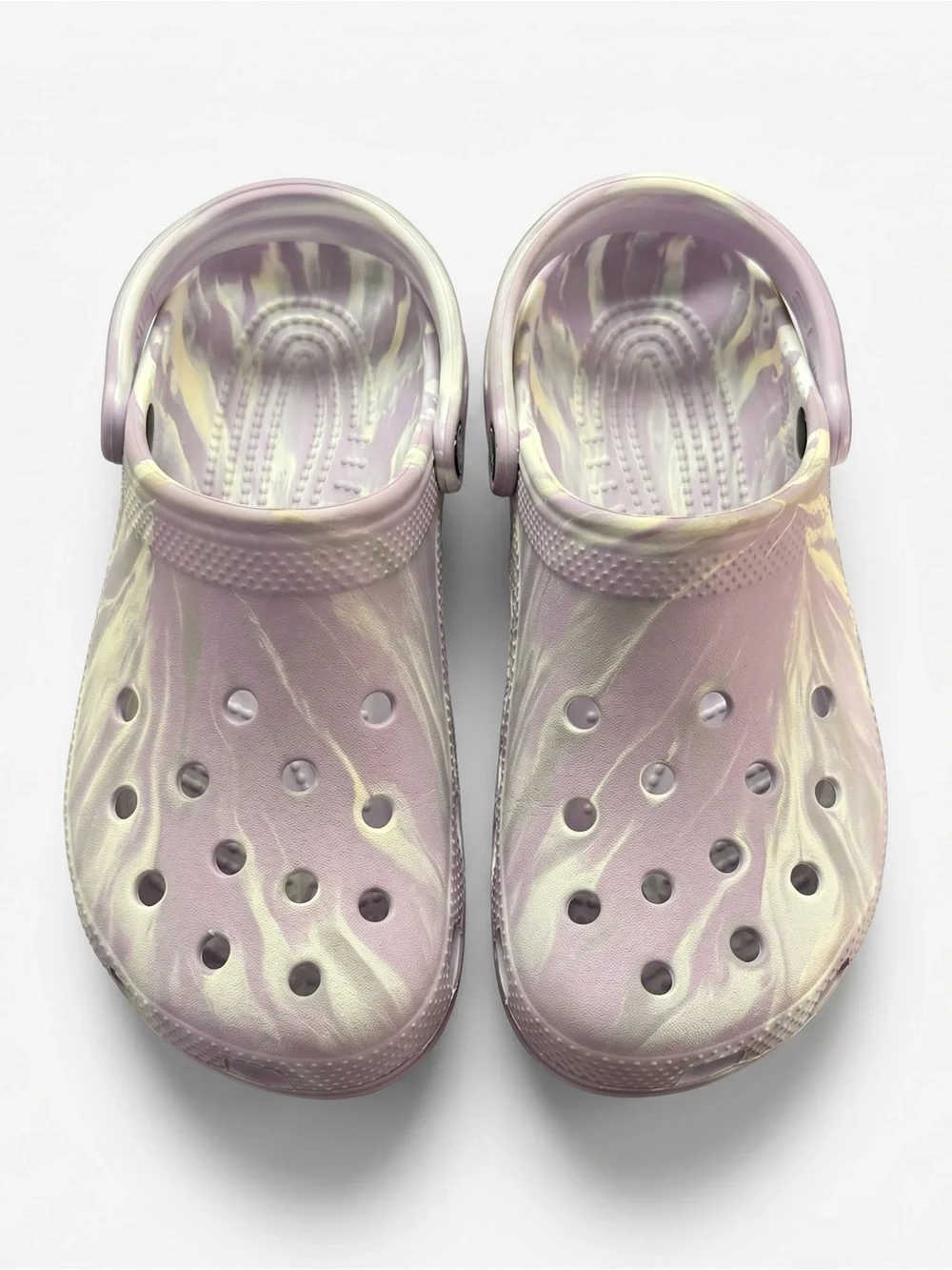 Crocs Marbled Tie Dye Swirl Slip On Lavender Clogs 11
